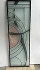 Triple Glazed Sliding Patio Doors Antique Stained Glass Panel Chrome Finish