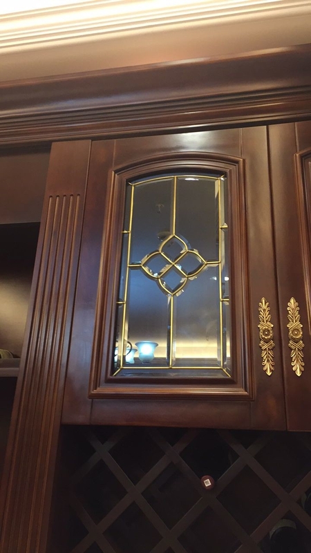 Brass Came Triple Pane Cabinet Leaded Glass Panels 7.5MM For Kitchen